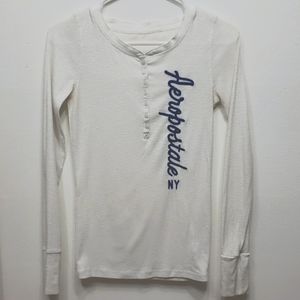Aeropostale white long sleve blouse size M  D4